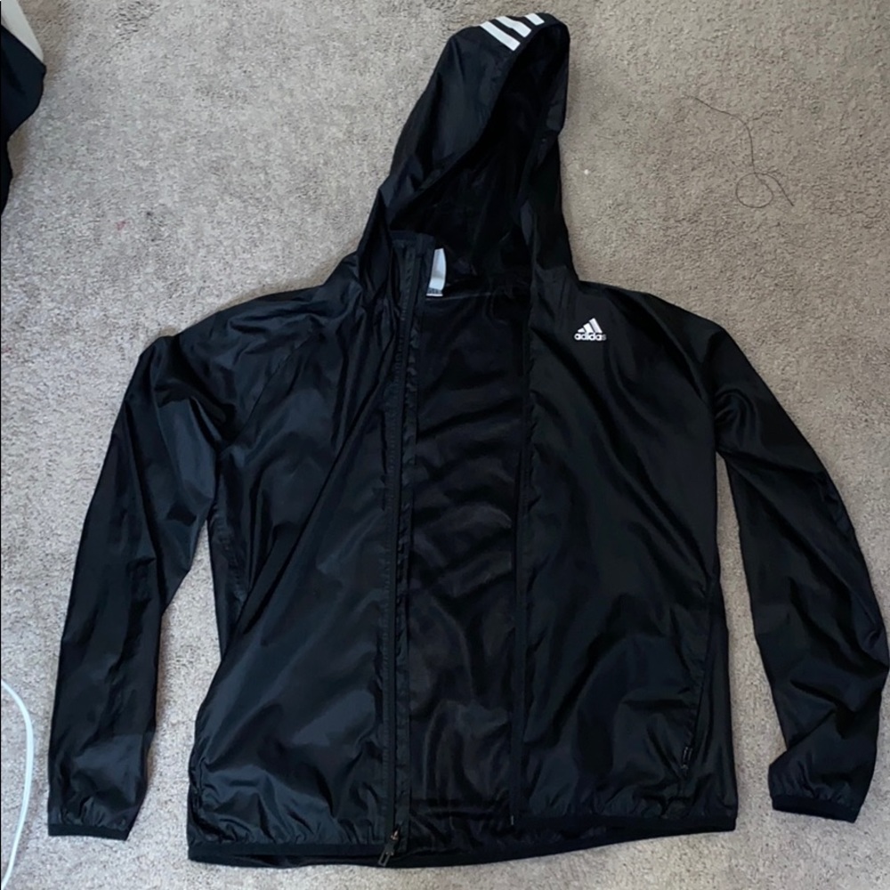Adidas wind breaker/ black & silver